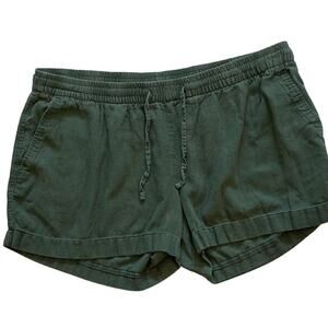 Old Navy Olive Green Linen Blend High Rise Pull On Shorts, Size XL